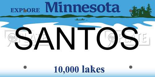 SANTOS Minnesota License Plate