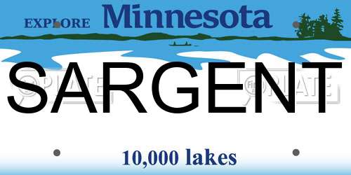 SARGENT Minnesota License Plate