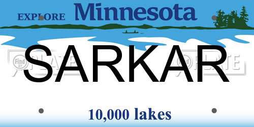 SARKAR Minnesota License Plate
