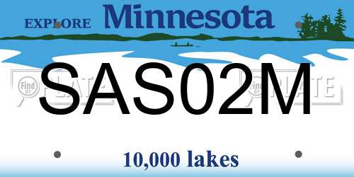 SAS02M Minnesota License Plate