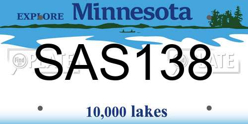 SAS138 Minnesota License Plate