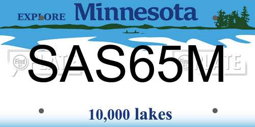 SAS65M Minnesota License Plate