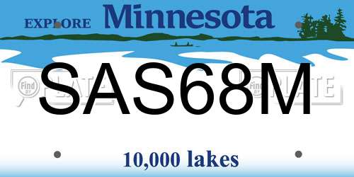 SAS68M Minnesota License Plate