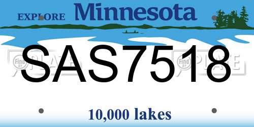SAS7518 Minnesota License Plate