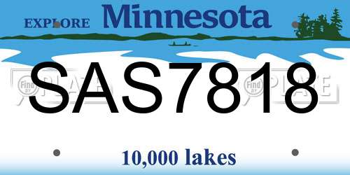 SAS7818 Minnesota License Plate