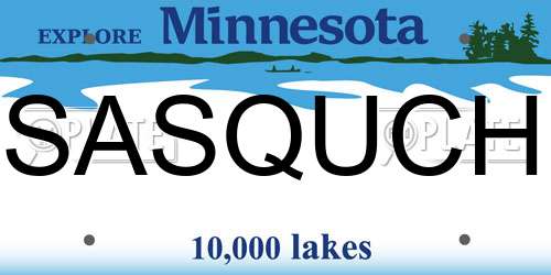 SASQUCH Minnesota License Plate