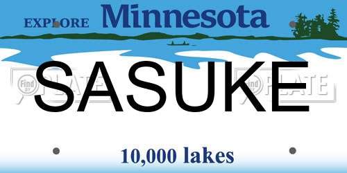 SASUKE Minnesota License Plate