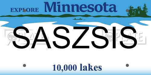SASZSIS Minnesota License Plate