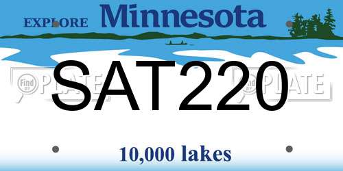 SAT220 Minnesota License Plate