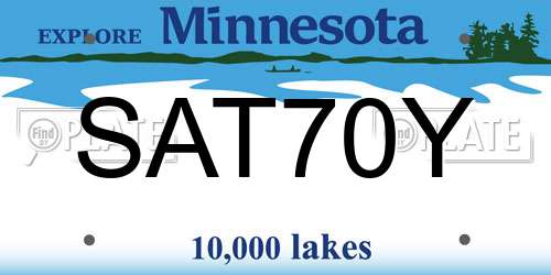 SAT70Y Minnesota License Plate