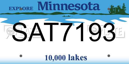 SAT7193 Minnesota License Plate