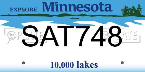 SAT748 Minnesota License Plate