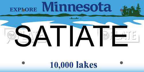 SATIATE Minnesota License Plate