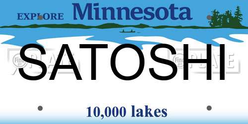 SATOSHI Minnesota License Plate