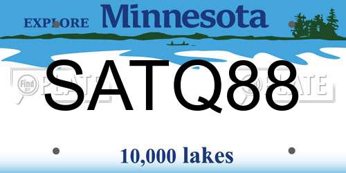 SATQ88 Minnesota License Plate