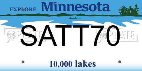 SATT70 Minnesota License Plate