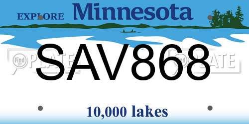 SAV868 Minnesota License Plate