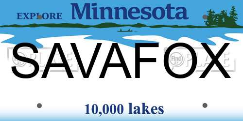 SAVAFOX Minnesota License Plate