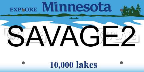 SAVAGE2 Minnesota License Plate