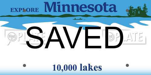 SAVED Minnesota License Plate