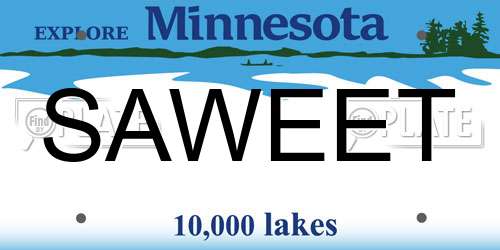 SAWEET Minnesota License Plate