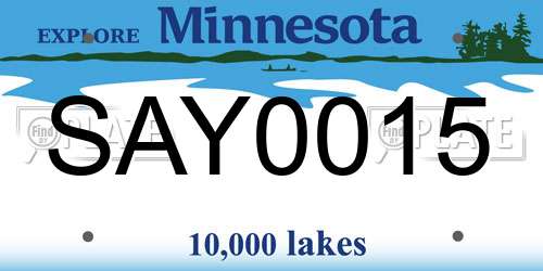 SAY0015 Minnesota License Plate