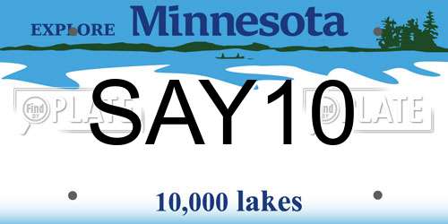 SAY10 Minnesota License Plate