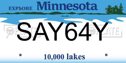 SAY64Y Minnesota License Plate