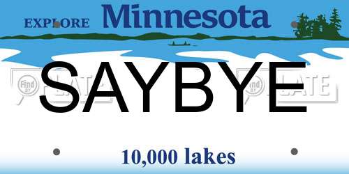 SAYBYE Minnesota License Plate