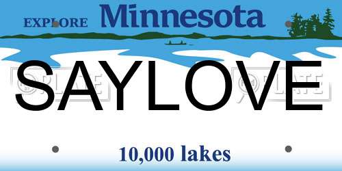 SAYLOVE Minnesota License Plate