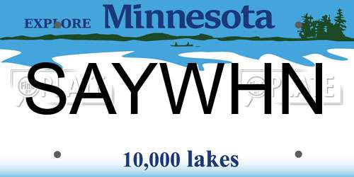 SAYWHN Minnesota License Plate