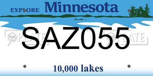 SAZ055 Minnesota License Plate