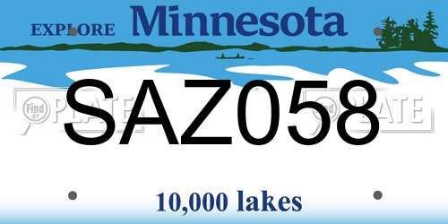 SAZ058 Minnesota License Plate