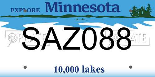 SAZ088 Minnesota License Plate