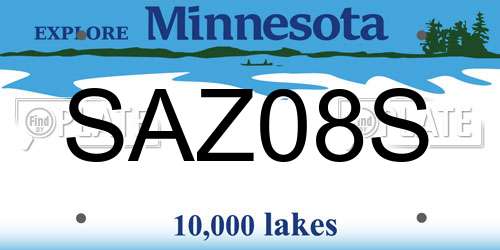 SAZ08S Minnesota License Plate