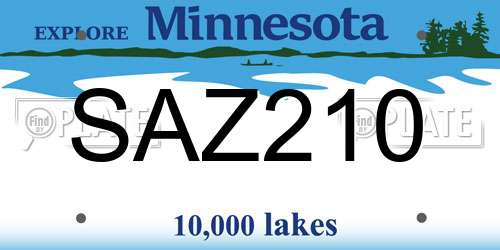 SAZ210 Minnesota License Plate