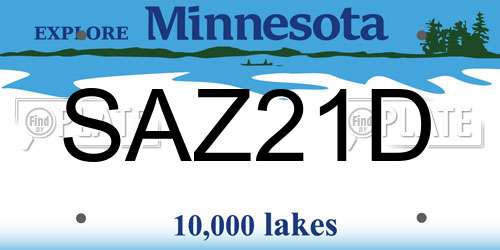 SAZ21D Minnesota License Plate