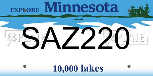 SAZ220 Minnesota License Plate