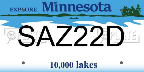 SAZ22D Minnesota License Plate