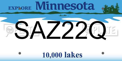 SAZ22Q Minnesota License Plate