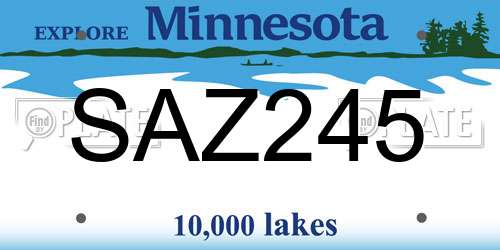 SAZ245 Minnesota License Plate