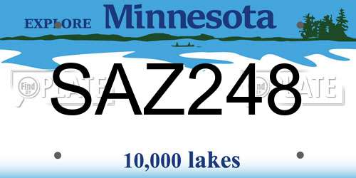 SAZ248 Minnesota License Plate