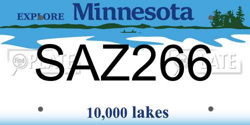 SAZ266 Minnesota License Plate