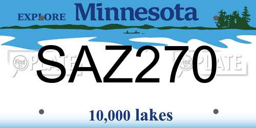 SAZ270 Minnesota License Plate
