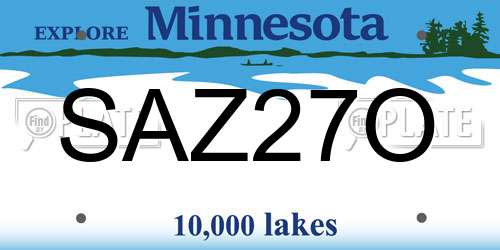 SAZ27O Minnesota License Plate
