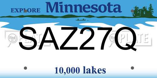 SAZ27Q Minnesota License Plate