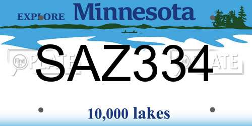 SAZ334 Minnesota License Plate