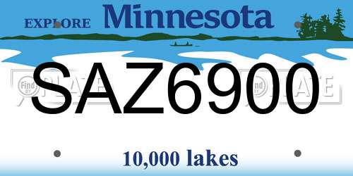 SAZ6900 Minnesota License Plate