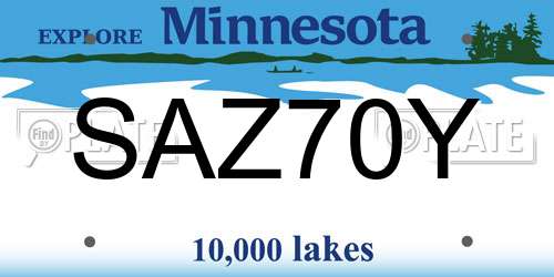 SAZ70Y Minnesota License Plate