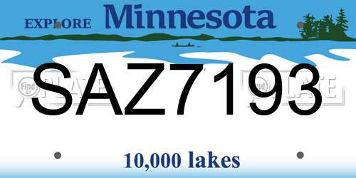 SAZ7193 Minnesota License Plate